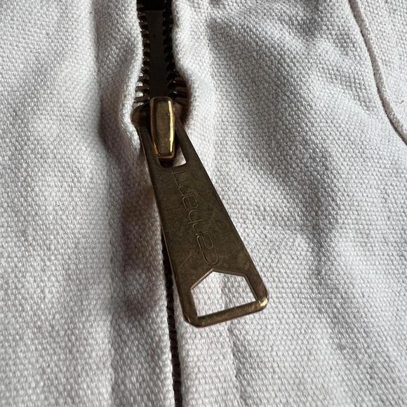 Vintage 90s Carhartt Canvas Bomber Jacket Cream Brown Rodeo Embroidered Western - Picture 7 of 13